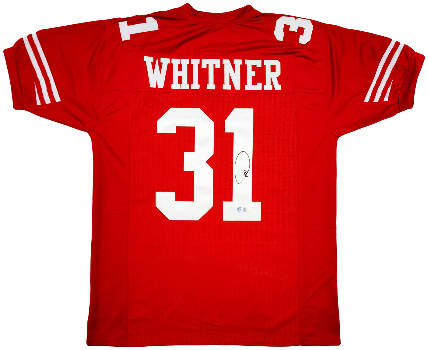 San Francisco 49ers Donte Whitner Autographed Red Jersey Beckett BAS QR Stock #200898