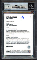 Ichiro Suzuki Autographed Topps Project 2020 Ben Baller Card #1 Seattle Mariners Auto Grade Gem Mint 10 "509 SB" Silver #1/1 Beckett BAS #13713423