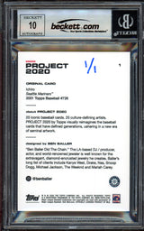 Ichiro Suzuki Autographed Topps Project 2020 Ben Baller Card #1 Seattle Mariners Auto Grade Gem Mint 10 "10X GG" Silver #1/1 Beckett BAS #13713425