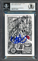 Ichiro Suzuki Autographed Topps Project 2020 JK5 Card #32 Seattle Mariners Auto Grade Gem Mint 10 Blue #1/1 Beckett BAS #13713421