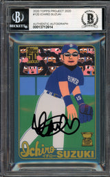 Ichiro Suzuki Autographed Topps Project 2020 Keith Shore Card #120 Seattle Mariners Auto Grade Gem Mint 10 Black #/5 Beckett BAS Stock #200965