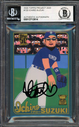 Ichiro Suzuki Autographed Topps Project 2020 Keith Shore Card #120 Seattle Mariners Auto Grade Gem Mint 10 Black #/5 Beckett BAS Stock #200965