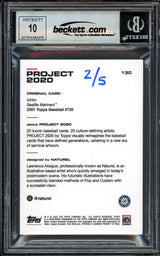 Ichiro Suzuki Autographed Topps Project 2020 Naturel Card #130 Seattle Mariners Auto Grade Gem Mint 10 Lime Green #2/5 Beckett BAS #13712650