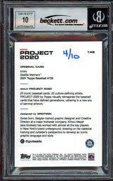 Ichiro Suzuki Autographed Topps Project 2020 Grotesk Card #149 Seattle Mariners Auto Grade Gem Mint 10 Black #4/10 Beckett BAS #13712761