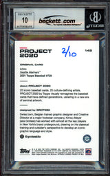 Ichiro Suzuki Autographed Topps Project 2020 Grotesk Card #149 Seattle Mariners Auto Grade Gem Mint 10 Black #2/10 Beckett BAS #13712776