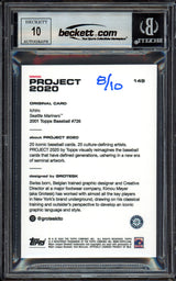 Ichiro Suzuki Autographed Topps Project 2020 Grotesk Card #149 Seattle Mariners Auto Grade Gem Mint 10 Black #8/10 Beckett BAS #13712772