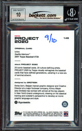 Ichiro Suzuki Autographed Topps Project 2020 Grotesk Card #149 Seattle Mariners Auto Grade Gem Mint 10 Teal #/10 Beckett BAS Stock #200981