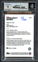Ichiro Suzuki Autographed Topps Project 2020 Jacob Rochester Card #183 Seattle Mariners Auto Grade Gem Mint 10 Black #/10 Beckett BAS Stock #200992