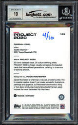 Ichiro Suzuki Autographed Topps Project 2020 Jacob Rochester Card #183 Seattle Mariners Auto Grade Gem Mint 10 Gold #/10 Beckett BAS Stock #200994