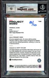 Ichiro Suzuki Autographed Topps Project 2020 Matt Taylor Card #196 Seattle Mariners Auto Grade Gem Mint 10 Black #/10 Beckett BAS Stock #200999