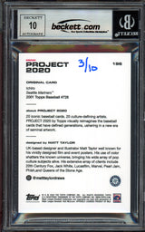 Ichiro Suzuki Autographed Topps Project 2020 Matt Taylor Card #196 Seattle Mariners Auto Grade Gem Mint 10 Gold #/10 Beckett BAS Stock #201001