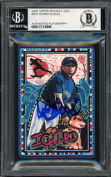 Ichiro Suzuki Autographed Topps Project 2020 Efdot Card #215 Seattle Mariners Auto Grade Gem Mint 10 Blue #/10 Beckett BAS Stock #201003