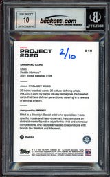 Ichiro Suzuki Autographed Topps Project 2020 Efdot Card #215 Seattle Mariners Auto Grade Gem Mint 10 Blue #/10 Beckett BAS Stock #201003