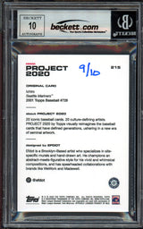 Ichiro Suzuki Autographed Topps Project 2020 Efdot Card #215 Seattle Mariners Auto Grade Gem Mint 10 Black #/10 Beckett BAS Stock #201005