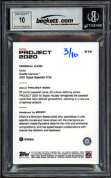 Ichiro Suzuki Autographed Topps Project 2020 Efdot Card #215 Seattle Mariners Auto Grade Gem Mint 10 Teal #/10 Beckett BAS Stock #201006