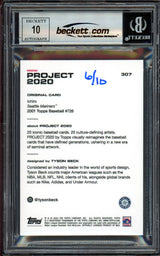 Ichiro Suzuki Autographed Topps Project 2020 Tyson Beck Card #307 Seattle Mariners Auto Grade Gem Mint 10 Blue #/10 Beckett BAS Stock #201031