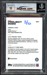 Ichiro Suzuki Autographed Topps Project 2020 Tyson Beck Card #307 Seattle Mariners Auto Grade Gem Mint 10 Black #/10 Beckett BAS Stock #201033