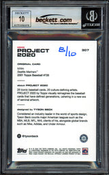 Ichiro Suzuki Autographed Topps Project 2020 Tyson Beck Card #307 Seattle Mariners Auto Grade Gem Mint 10 Teal #/10 Beckett BAS Stock #201034