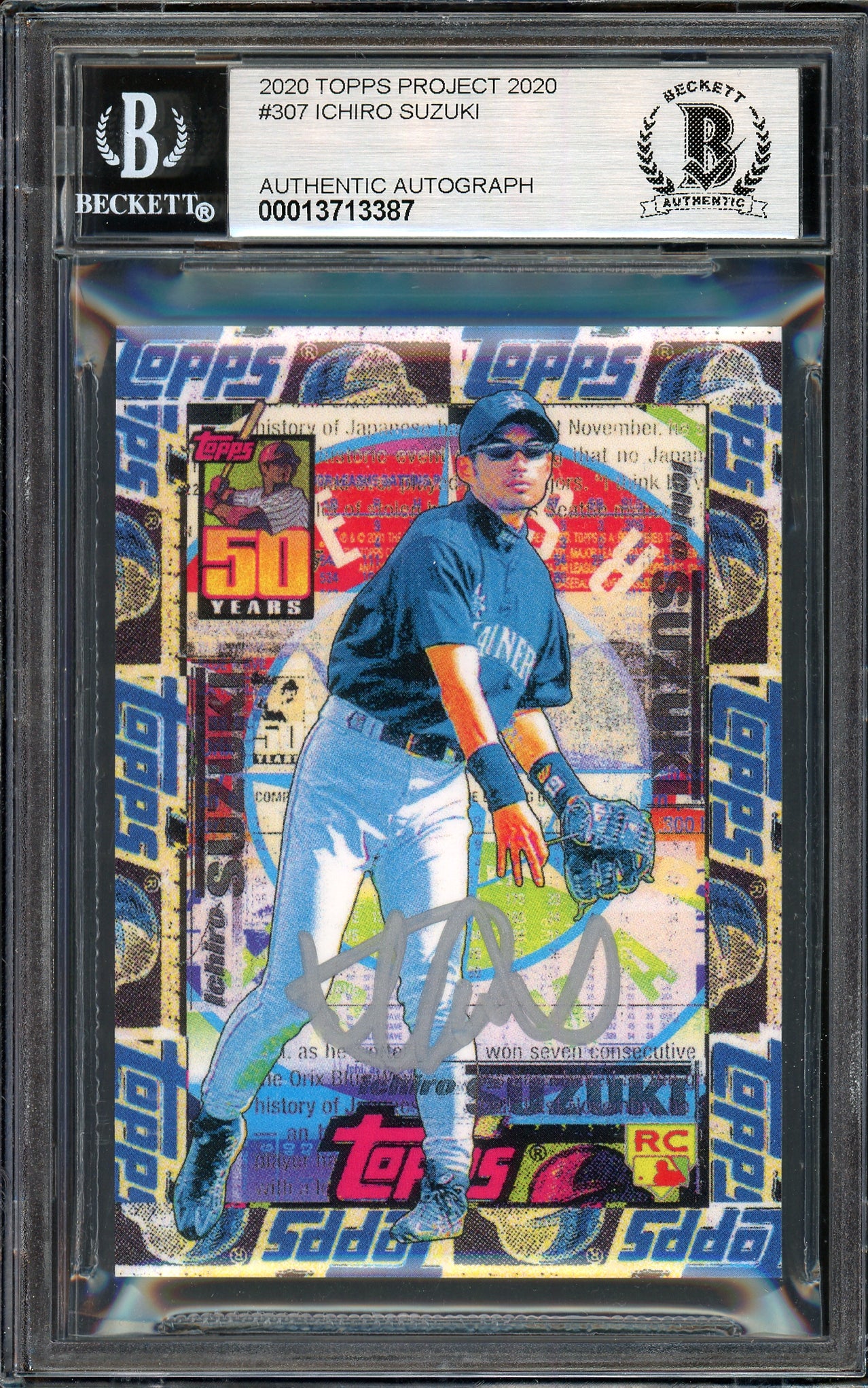 Ichiro Suzuki Autographed Topps Project 2020 Tyson Beck Card #307 Seattle Mariners Auto Grade Gem Mint 10 Silver #7/10 Beckett BAS #13713387