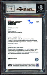 Ichiro Suzuki Autographed Topps Project 2020 Tyson Beck Card #307 Seattle Mariners Auto Grade Gem Mint 10 Silver #7/10 Beckett BAS #13713387