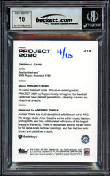 Ichiro Suzuki Autographed Topps Project 2020 Andrew Thiele Card #319 Seattle Mariners Auto Grade Gem Mint 10 Blue #/10 Beckett BAS Stock #201042