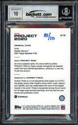 Ichiro Suzuki Autographed Topps Project 2020 Andrew Thiele Card #319 Seattle Mariners Auto Grade Gem Mint 10 Black #/10 Beckett BAS Stock #201044