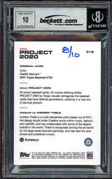 Ichiro Suzuki Autographed Topps Project 2020 Andrew Thiele Card #319 Seattle Mariners Auto Grade Gem Mint 10 Teal #/10 Beckett BAS Stock #201045