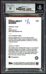 Ichiro Suzuki Autographed Topps Project 2020 Don C Card #395 Seattle Mariners Auto Grade Gem Mint 10 "01 ROY/MVP" Blue #1/1 Beckett BAS #13713052