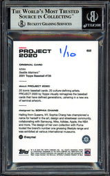 Ichiro Suzuki Autographed Topps Project 2020 Sophia Chang Card #62 Seattle Mariners Blue #1/10 Beckett BAS #13713752