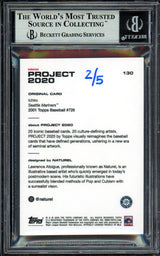 Ichiro Suzuki Autographed Topps Project 2020 Naturel Card #130 Seattle Mariners Black #2/5 Beckett BAS #13713794