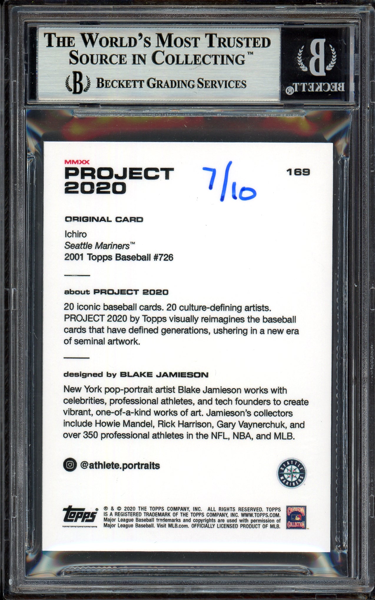 Ichiro Suzuki Autographed Topps Project 2020 Blake Jamieson Card #169 Seattle Mariners Lime Green #7/10 Beckett BAS #13713802