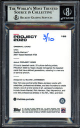 Ichiro Suzuki Autographed Topps Project 2020 Blake Jamieson Card #169 Seattle Mariners Gold #/10 Beckett BAS Stock #201106