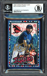Ichiro Suzuki Autographed Topps Project 2020 Efdot Card #215 Seattle Mariners Gold #/10 Beckett BAS Stock #201123
