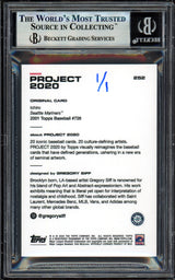 Ichiro Suzuki Autographed Topps Project 2020 Gregory Siff Card #252 Seattle Mariners Silver #1/1 Beckett BAS #13714143