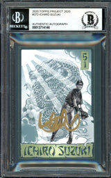 Ichiro Suzuki Autographed Topps Project 2020 Mister Cartoon Card #272 Seattle Mariners Gold #/10 Beckett BAS Stock #201131