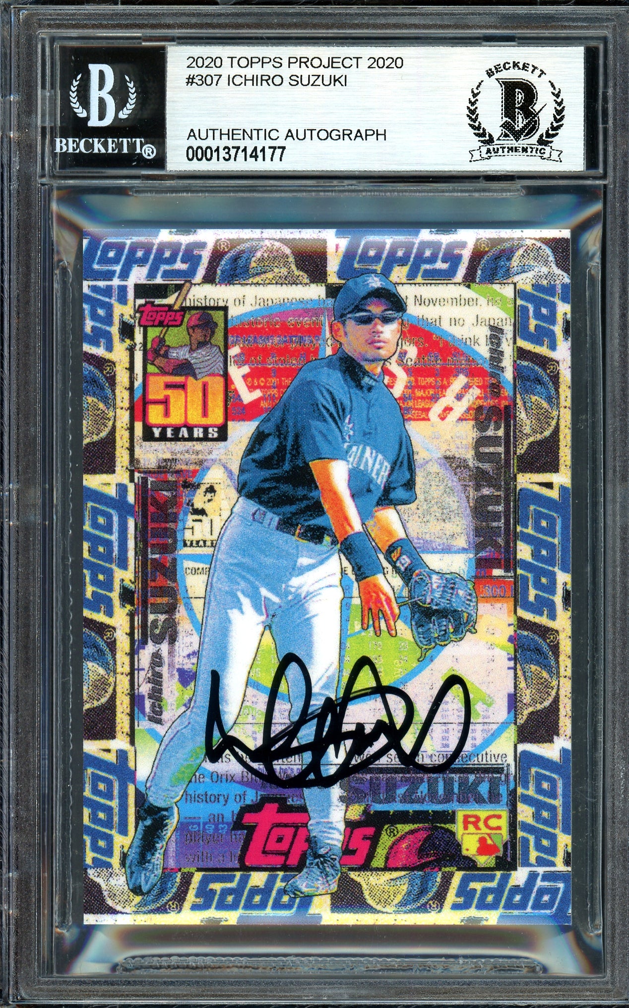 Ichiro Suzuki Autographed Topps Project 2020 Tyson Beck Card #307 Seattle Mariners Black #4/10 Beckett BAS #13714177