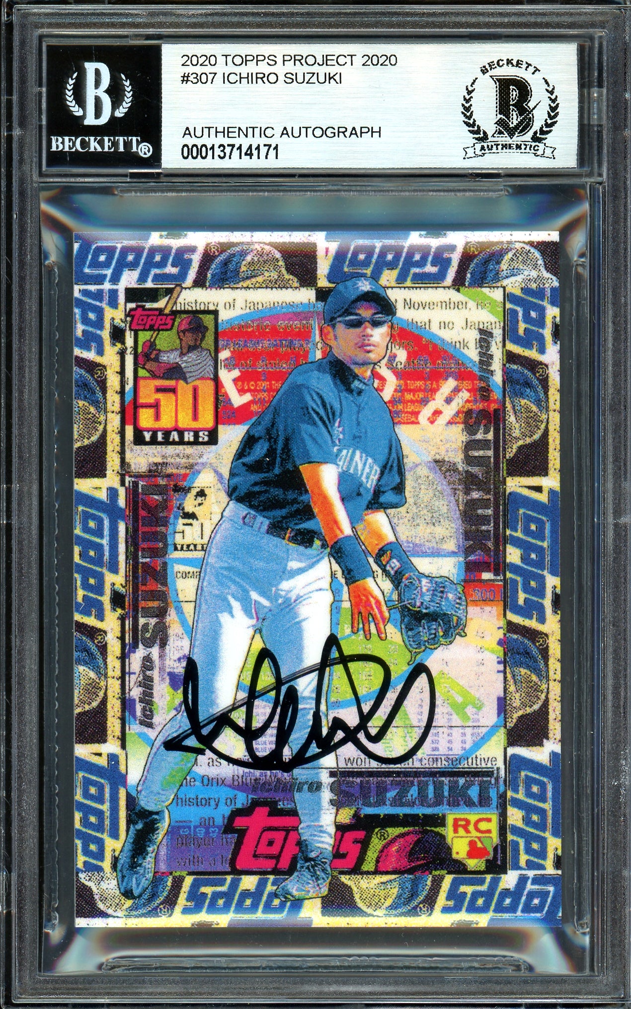 Ichiro Suzuki Autographed Topps Project 2020 Tyson Beck Card #307 Seattle Mariners Black #2/10 Beckett BAS #13714171