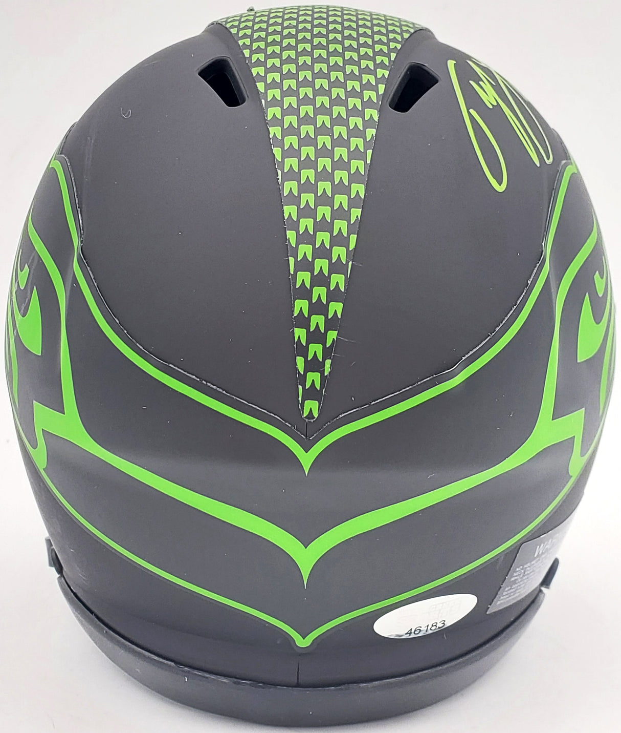 Tyler Lockett Autographed Seattle Seahawks Eclipse Black Speed Mini Helmet MCS Holo Stock #200481