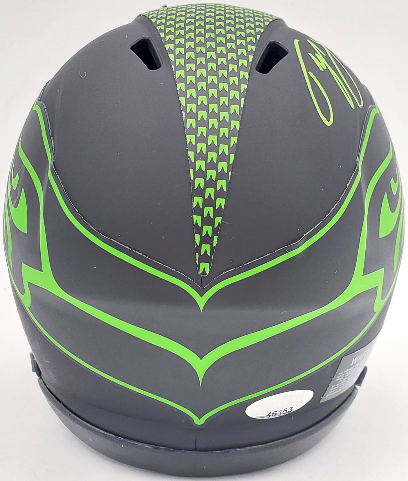 Tyler Lockett Autographed Seattle Seahawks Eclipse Black Speed Mini Helmet MCS Holo Stock #200481