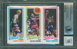 Bird, Erving & Magic Signed 1980 Topps Rookie Card Autos Graded 10! BAS Slab 2