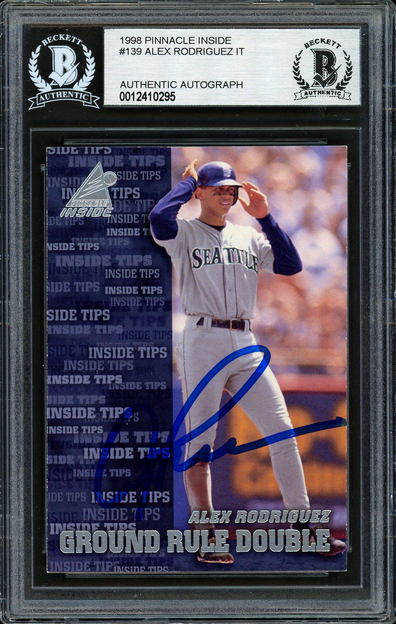 Alex Rodriguez Autographed 1998 Pinnacle Inside Card #139 Seattle Mariners Beckett BAS #12410295