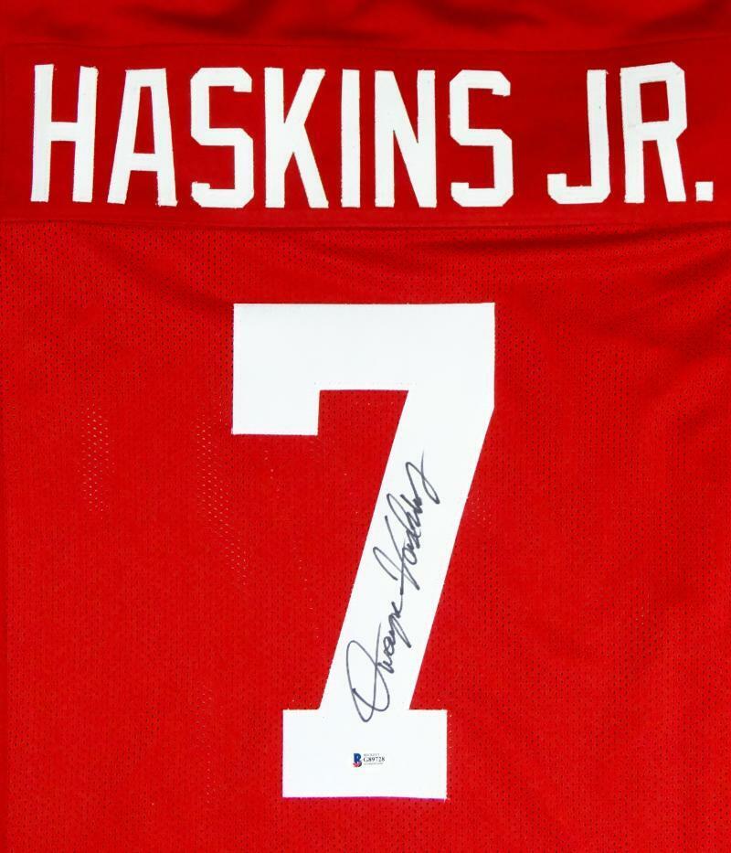 Dwayne Haskins Autographed Red College Style Jersey - Beckett Auth *7