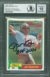 49ers Joe Montana "HOF 2000" Signed 1981 Topps #216 Rookie Card BAS Slabbed 3