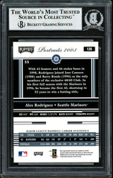 Alex Rodriguez Autographed 2003 Playoff Portraits Card #139 Seattle Mariners Beckett BAS #12410420