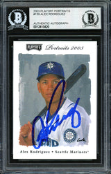 Alex Rodriguez Autographed 2003 Playoff Portraits Card #139 Seattle Mariners Beckett BAS #12410420