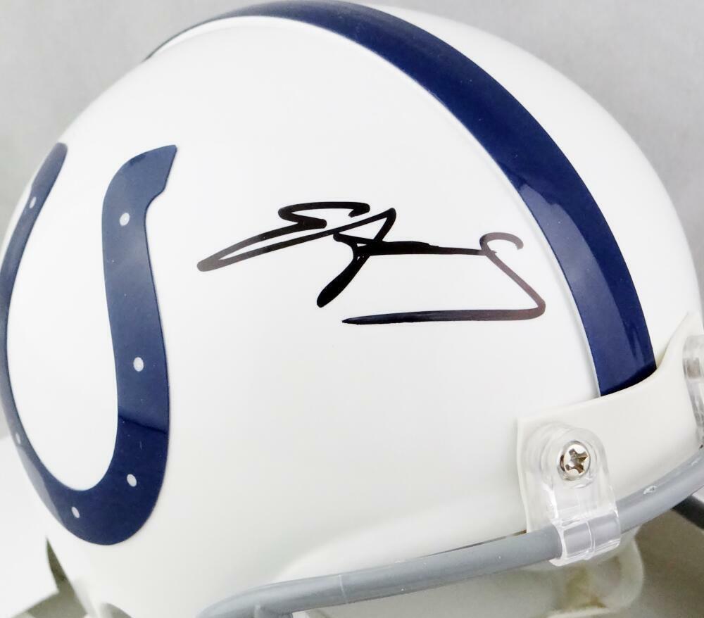 Edgerrin James Autographed Indianapolis Colts Mini Helmet - JSA W Auth *Black