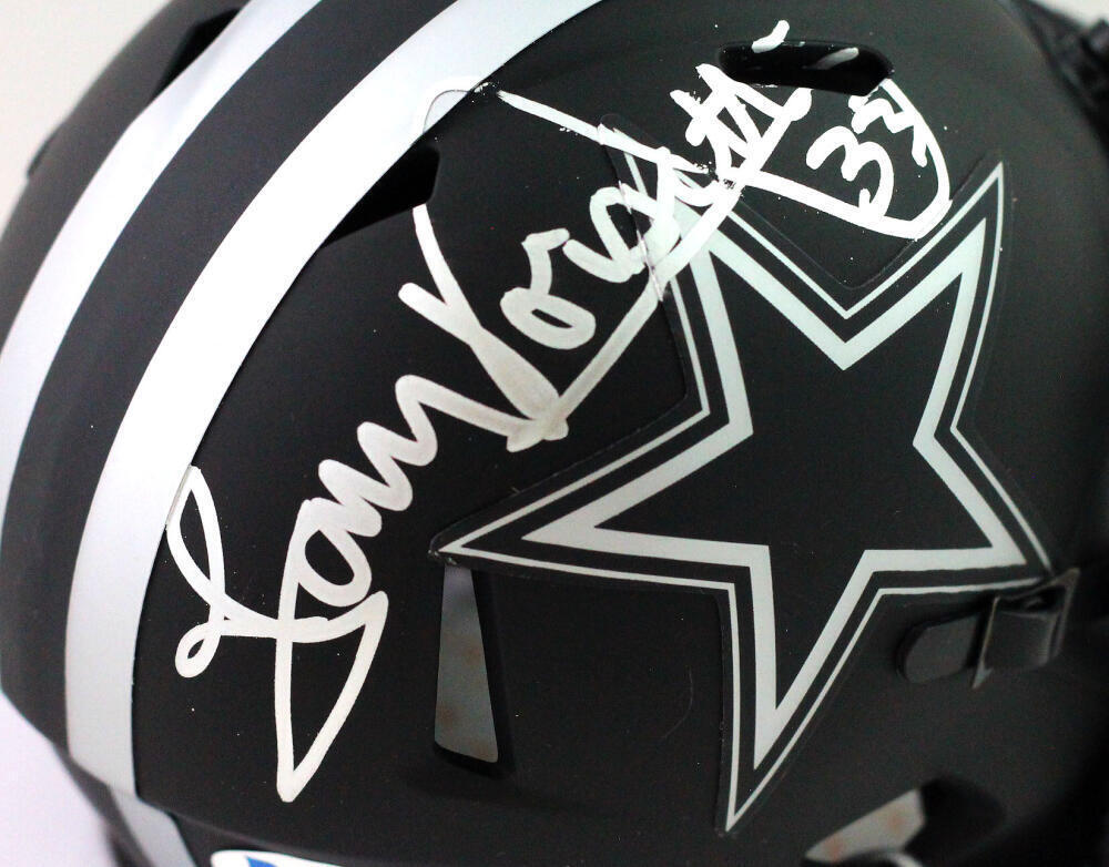 Tony Dorsett Signed Dallas Cowboys Eclipse Mini Helmet - Beckett Witness *Silver