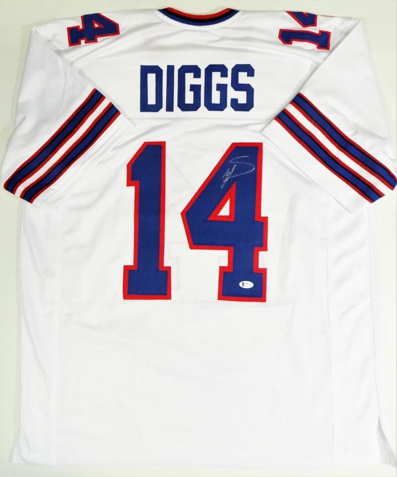 Stefon Diggs Autographed White Pro Style Jersey- Beckett W *Silver *4