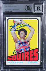 Julius Erving "HOF 93" Signed 1972 Topps #195 Rookie Card Auto 10 BAS Slab 2