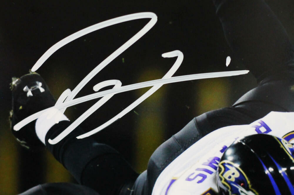 Ray Lewis Signed Ravens 8x10 HM Tackle Vs Packers Photo - Beckett W Auth *White